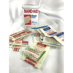Vintage Band-Aid Tin Johnson & Johnson With 30 Random Vintage Band-Aids